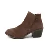 Botines de tobillo con tacón grueso de punta redonda de terciopelo nuevos transfronterizos para mujer, cremallera lateral transfronteriza, casual, delgados, tacón medio Amazon