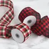 Cinta a Cuadros Negra, Roja y Blanca Europea y Americana Transfronteriza Decoraciones para Regalos de Navidad Lazos de Corbata Cinta de Imitación de Lino Hecho a Mano