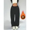 Pantalones casuales rectos holgados de estilo retro americano para mujer, de tiro alto, corte ajustado, con forro polar, versátiles para comercio transfronterizo, modelo nuevo 2026, pantalones largos