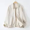 Chaqueta de Lino Puro de Alta Gama para Hombre, Estilo Old Money Otoñal, Chaqueta Sencilla con Solapa para el Día a Día, Cárdigan Casual con Cremallera