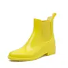 Botas de Lluvia para Adultos de Moda Coreana para Exteriores para Mujer, Color Sólido, Antideslizantes, Impermeables, Resistentes al Desgaste, Botas de Lluvia Cortas Chelsea de Corte Bajo para Todas las Estaciones