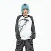 Camiseta de Manga Larga Estampada Patchwork Vintage para Hombres y Mujeres, Nueva Camisa Básica de Manga Rayada Estilo Americano para Primavera y Otoño, Top Holgado para Pareja