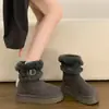 Botas de Nieve Marrones con Felpa Gruesa, Suela Gruesa, para Mujer, Estilo Nuevo 2026, Cálidas de Invierno, Antideslizantes, Botas de Algodón con Piel del Noreste