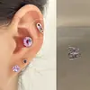Colección de Pendientes de Hueso del Oído Morado de Ensueño Pendientes de Zirconia Pendientes Planos Espirales de Titanio Médico para el Hélice Pendientes de Hueso del Oído Morados