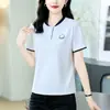 Camiseta Casual de Manga Curta para Mulheres, Novo Estilo Verão 2026, Fashion, Chique, Blusa Fina, Solta, Emagrecedora, Camiseta Color Block