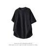 Camiseta de verano con cuello redondo, corte holgado, color liso nuevo, manga corta, versátil, moderna, diseño de patchwork, camiseta para hombre