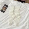 Calcetines Finos de Verano para Mujer, Calcetines Holgados de Color Sólido, Blancos, Combinados con Zapatos Mary Jane, Calcetines Largos Estilo Ballet, Calcetines para Pantorrilla, Estilo Miu