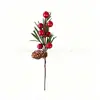 Mini pinhas de Natal e bagas vermelhas pingente acessórios caixa de presente decoração flores artificiais pó de neve agulhas de pinheiro direto do fabricante