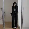 Ropa de mujer de 200 jin talla grande otoño estilo salado abrigo de calle frito traje deportivo de dos piezas estilo occidental rejuvenecedor adelgazante traje para chica rellenita