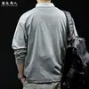 Camisa polo con cuello de bloques de color para hombre, de manga larga, nueva colección otoño 2026, estilo japonés casual, corte holgado, talla grande, moderna