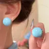 Pendientes Redondos de Caramelo Dopamina con Aguja de Plata Estilo Ins Sencillo Pendientes Versátiles de Nicho de Gama Alta para Mujer