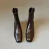 Botines de punta cuadrada, estilo popular, tacón grueso, forrados de felpa, con tacón oculto para mayor altura, botas de ajuste ceñido, botas de otoño/invierno, nueva colección 2026