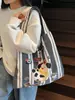 Bolso de hombro nuevo de dibujos animados, bolso tote de lona personalizado con graffiti, bolso tipo cubo casual, bolso de mano personalizado estilo bosque para el día a día