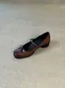Zapatos Mary Jane de cuero suave con correa de lazo estilo retro francés para mujer, zapatos casuales de cuero negro con punta cuadrada y tacón grueso para mujer
