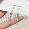 Pendientes de borla de perla con microincrustaciones de circonita en espiral geométrica, exquisitos pendientes de perla de diseño único de alta gama para mujer