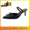 Sandalias de Mujer 2026 Nuevo Estilo Francés Elegantes Puntiagudas Lunares Lazo Cómodas Delgadas Tacones Altos Punta Cerrada