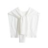 Chal de punto de hilo hilado para mujer, chaleco exterior de primavera y otoño, cárdigan fino de color liso con hombros descubiertos, bufanda de cuello falso con nudo de verano