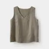 14 Piezas de Chalecos de Lino para Mujer Multicolores con Cuello en V, Chalecos de Cuello Redondo, Camisetas sin Mangas de Hombro Ancho, Ropa de Verano para Mujer