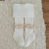 Leggings para niñas, estilo princesa, color liso versátil, calcetines de una sola pieza con encaje de burbujas y lazo, medias para niños