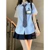 Uniforme JK Estilo Japonés Estilo Universitario Holgado Combinable Chic Camisa Rayada Camisa de Manga Corta Verano Nuevo Top para Mujer