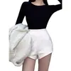 Pantalones Cortos Rectos de Lana Casuales Estilo Spicy Girl para Mujer 2026 Otoño Nueva Llegada Línea A Petite Cintura Alta Adelgazantes Pierna Ancha