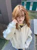 Moletom Cardigan com Capuz Três Listras High Street Americano para Mulheres no Outono e Inverno Estilo Esportivo Solto Jaqueta com Zíper Top Ins