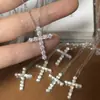 Colar Cruz de Prata Esterlina S925 Feminino Francês Simples Acessível Design de Luxo Pingente Totalmente Diamantado Venda Quente Transfronteiriça Corrente da Clavícula