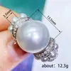 Anillo Cao Shi Estilo Barroco Nuevo Perla Extra Grande en Capas para Mujer, Anillo Exquisito de Gama Alta para Dedo Índice de Lujo Ligero de Nicho