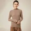 Suéter de punto acanalado de cuello medio alto, nuevo para otoño e invierno, 100% cachemira pura para mujer, holgado y favorecedor, jersey de manga larga
