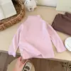 Ropa para Niños Otoño Invierno Niñas Capa Base Térmica de Forro Polar Cálida Cuello Semi Alto Superior Bebé Color Sólido Ropa Interior Camiseta de Manga Larga Comercio Exterior