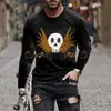 2026 Primavera Venta Directa de Fábrica Original Tendencia de Moda Nuevo Estilo Europeo y Americano Transfronterizo Camiseta de Manga Larga para Hombre Estilo Casual Estampado