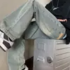 Jeans Retro Americanos para Hombre Otoño Pantalones con Cinturón Estilo High Street Rectos Holgados Tendencia Nacional de Pierna Ancha
