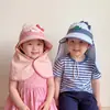 Sombrero de Protección Solar para Niños Qiunan Verano Nuevo Dibujos Animados Protección del Cuello Ala Ancha Sombrero Chal de Playa Sombrero de Bebé Sombrero para el Sol