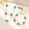 Set de Flores de Trébol de Cuatro Hojas Transfronterizo Joyería de Acero de Titanio al por Mayor Joyería de Acero Inoxidable de Lujo Ligero de Gama Alta