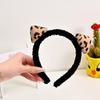 Faixa de cabelo estilo coreano fofa estampa de leopardo com orelhas pequenas de gatinho faixa de cabelo de cordeiro faixa de cabeça para lavagem facial para meninas faixa de cabelo vermelha de internet estilo coreano