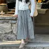 Falda de cuadros azul cielo holgada estilo coreano para adelgazar, modelo 2026 para mujeres petite, falda de retazos con dobladillo grande, falda larga de línea A