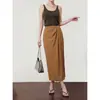 Falda de Línea A, Falda Midi Ajustada a la Cadera, Nueva Moda de Otoño, Falda de Color Sólido de Moda con Abertura, Estilo Delgado, Dropshipping para Transmisiones en Vivo, Transfronterizo