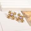 Aguja de Plata flor de diamante morado vintage amor flujo pendientes moda dulce corte estilo retro tachuelas pendientes