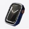 Adequado para Capa de Apple Watch, Capa de Relógio com Diamantes de Linha Única para Apple Watch 7ª Geração, Capa Protetora de Relógio com Película de Vidro Temperado de PC