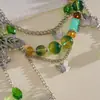Collar con Borla de Mariposa con Goteo de Aceite Tachonado de Diamantes y Perlas de Vidrio de Estilo Europeo y Americano, Cadena de Clavícula Fresca de Lujo Ligero, Accesorio de Moda para Mujer