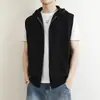 Cardigan de Tricô com Capuz Suéter Colete Outono 2026 para Adultos de Meia-Idade e Jovens, Peça de Roupa sem Mangas, Colete Fashion, Tendência