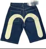 Marca de moda hip-hop europea y americana transfronteriza shorts de mezclilla estampados con forma de M marca de moda nicho de alta calle pantalones de pierna recta pierna ancha