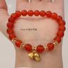 Pulsera de ágata roja para niñas, nueva, de cuentas dobles, retro, elástica, joyería, pulsera, joyería al por mayor