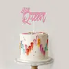 Topper de Pastel Brillante de Colores Transfronterizo Reina Feliz Cumpleaños Inserto de Papel en Inglés Bandera de Decoración para Postre de Fiesta