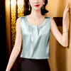 Colete de Seda Branco para Mulheres, Top Sem Mangas de Verão, Novo Estilo Primavera e Outono, Camisola Solta de Cetim para Usar por Baixo de Blazers