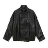 Chaqueta de cuero PU estilo retro japonés Rumei, fresca y elegante, para hombre, abrigo casual suelto de otoño para la calle