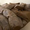 Juego de ropa de cama de cuatro piezas de alta calidad, amigable con la piel, todo algodón cepillado, funda de edredón estilo nórdico simple, ropa de cama de algodón puro, juego engrosado