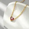 Collar Colgante Corazón de Acero de Titanio con Circonita Cúbica de Colores Cadena Clavicular de 12 Piedras de Nacimiento para Mujer