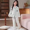 Pijama para niñas para primavera y otoño, 100% algodón puro, cárdigan de manga larga, nuevo modelo 2026, conjunto de ropa de casa para niñas