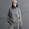 Suéter de Cachemira para Mujer Nuevo Otoño e Invierno de Punto Cuello Alto Holgado Moderno Estilo Urbano Casual Simple Interior de Punto de Cachemira